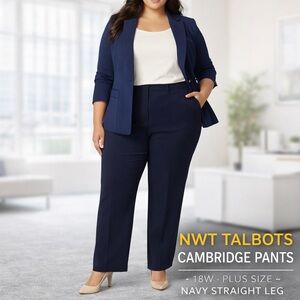 Talbots Cambridge Pant new women’s sz 18W Navy Straight Leg Career Stretch comfy